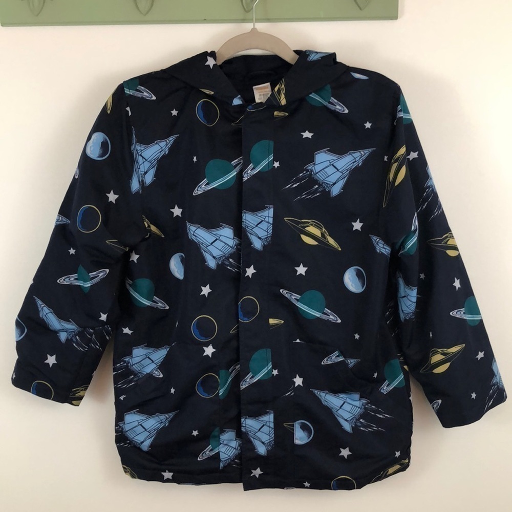 Gymboree Space Theme Hooded Pockets Raincoat Large